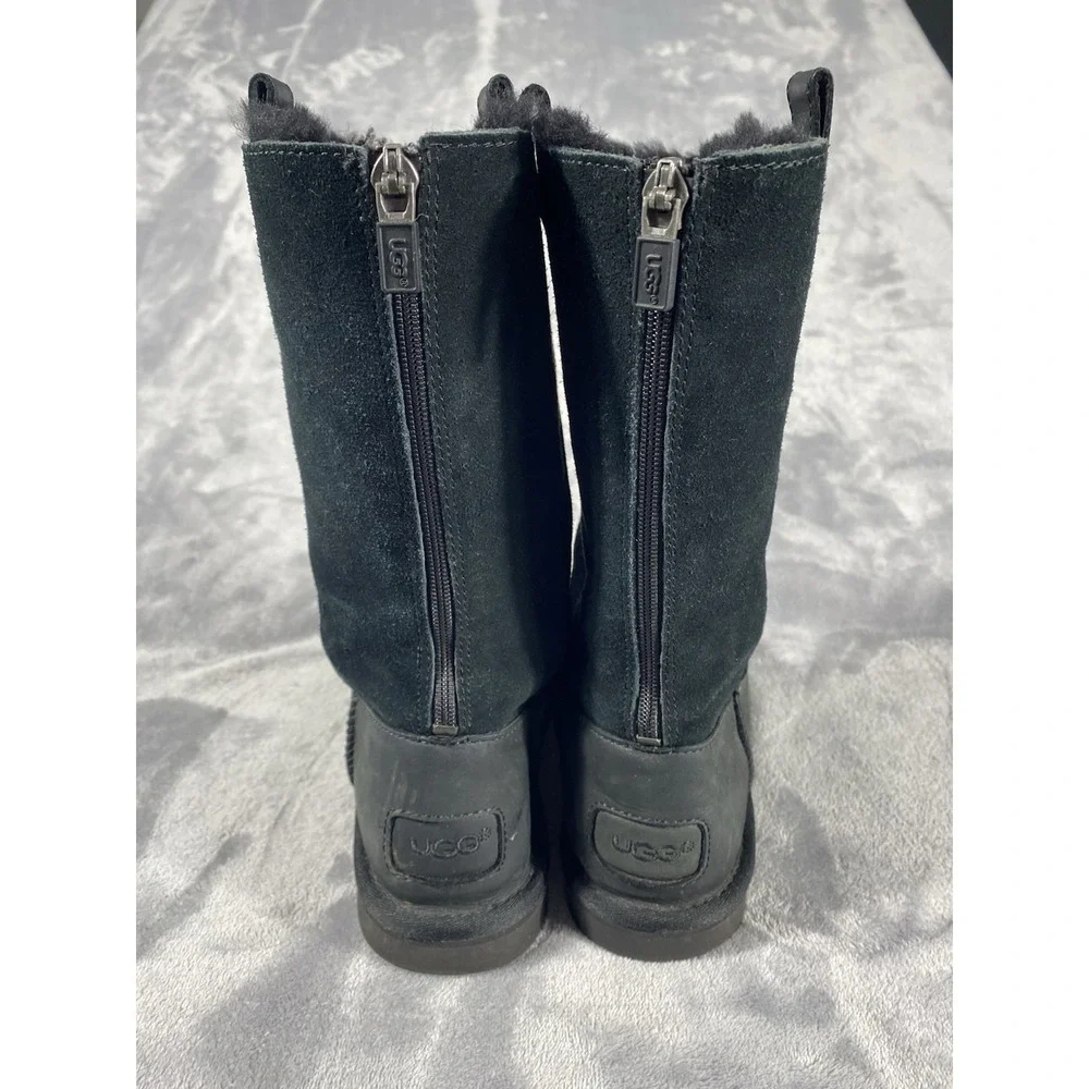 Ugg Australia Tall Boots Kids Sz 4 Jesslyn Classic Black Suede Warm Sherpa Comfy